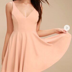 Lulu's Darling Delight Blush Skater Dress